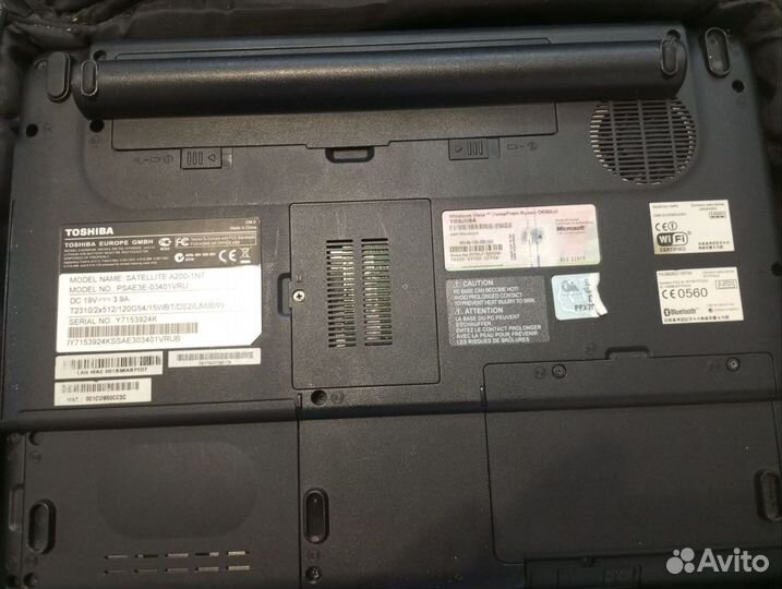 Toshiba ноутбук A200 + сумка для ноутбука+ батарея