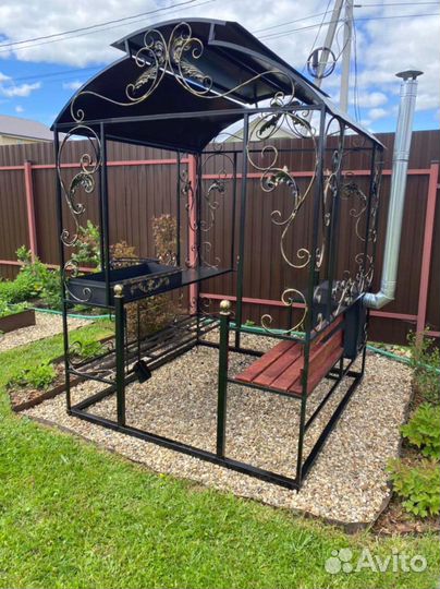 Беседка мангал с печкой