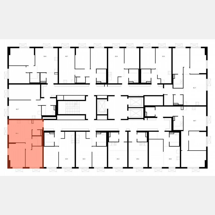 2-к. квартира, 46,3 м², 24/24 эт.