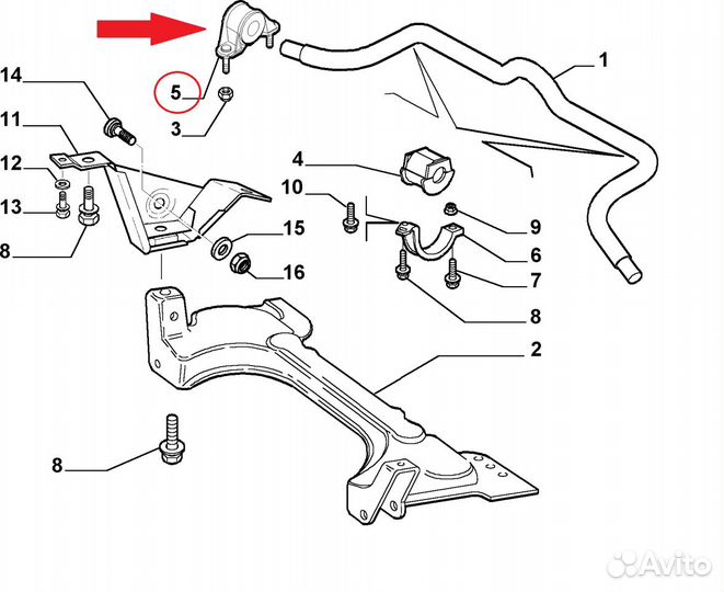 Втулки стабилизатора наружные Fiat Albea/Doblo 1,4
