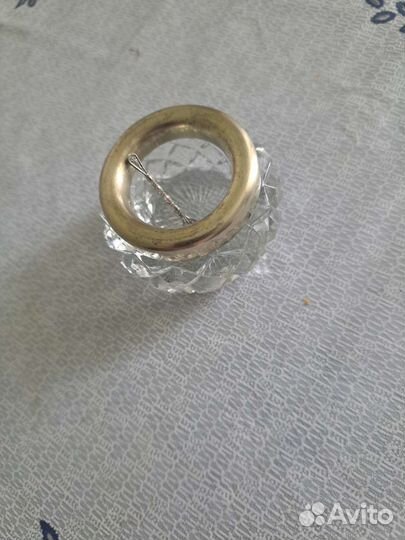 Хрустальная солонка СССР с серебряным ободком