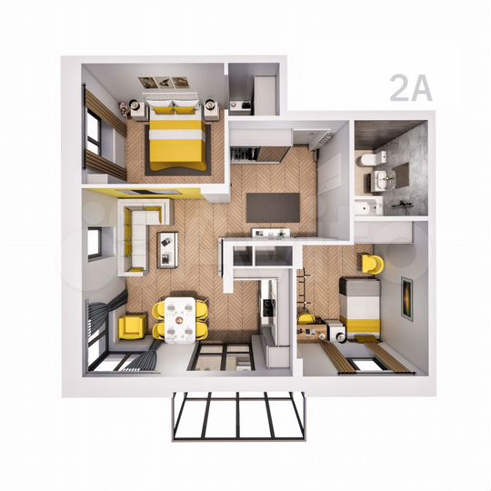 2-к. квартира, 63,6 м², 14/25 эт.