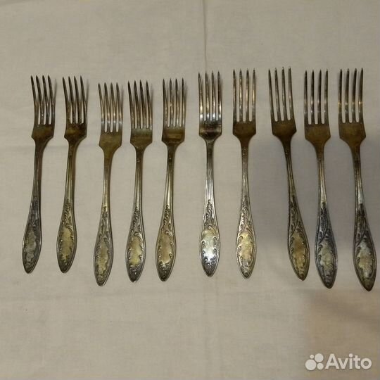 Вилка, ложка, мельхиор