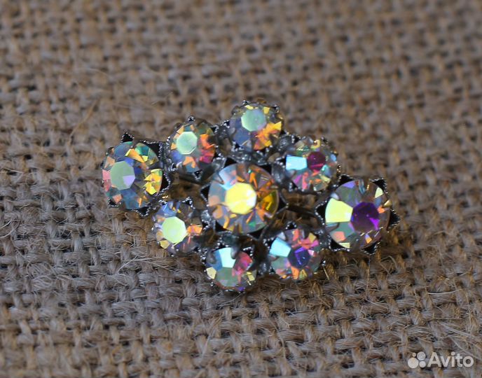 Запонки позолоченные зеленый хрусталь XX век