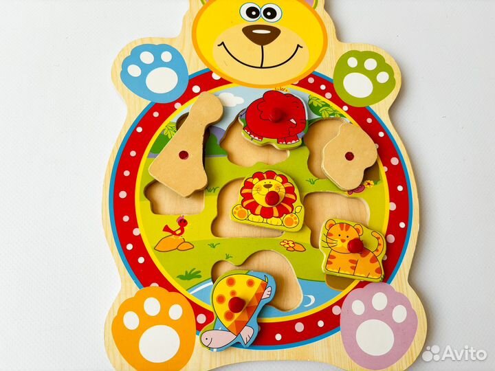 Деревянные пазлы сортер вкладыш монтессори