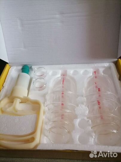 Банки медицинские 6 штук, пластиковые с пистолетом