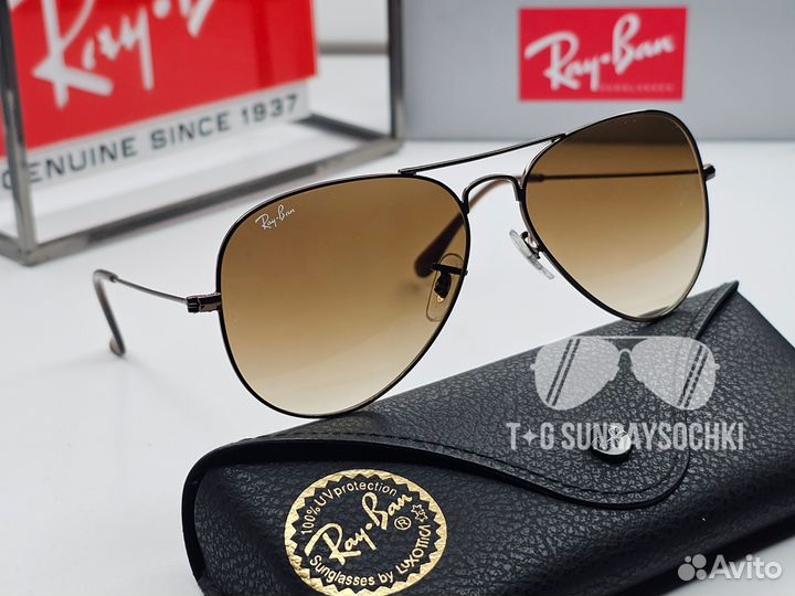 Очки Ray Ban 3025 Aviator Large Metal Коричневые