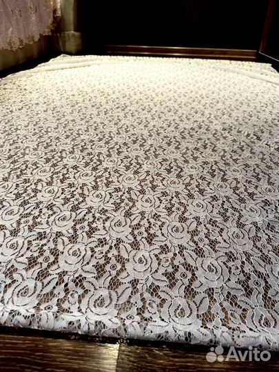Ткань кружевная нарядная белая гипюр Турция