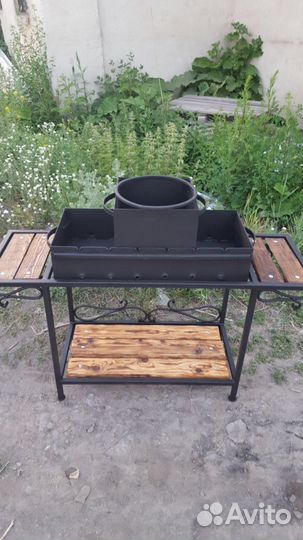 Мангал 4 мм столик с деревом и подказанником