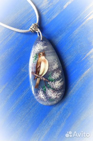 Кулон с худ. росписью Лаковая миниатюра