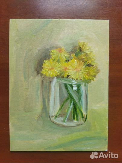 Картина маслом одуванчики