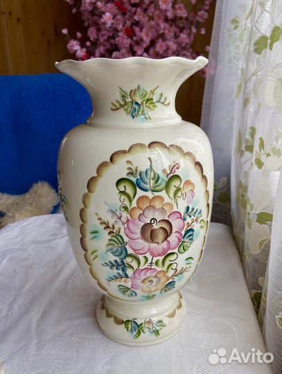 Ваза большая Семикаракорский фаянс винтаж СССР
