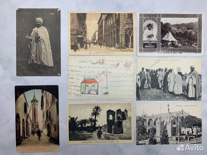 Старинные почтовые открытки Марокко Тунис