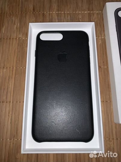 Чехол оригинальный кожаный чёрный, новый для Apple