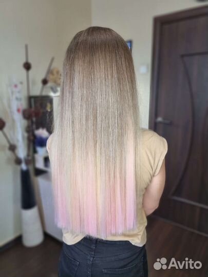 Афронаращивание, цветной ряд, наращивание волос