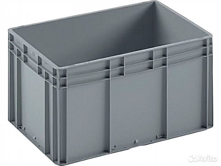 Ящик п/п 600х400х320 сплошной серый, гладкое дно