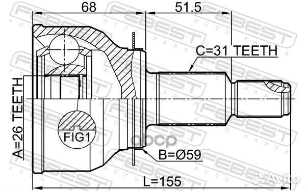 ШРУС наружный 26X59X31 0510keat4WD Febest