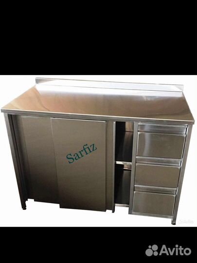 Кухня из нержавейки столешница стол тумба стеллажи