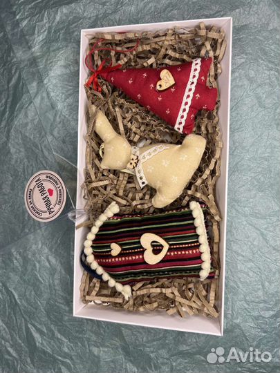 Набор новогодних текстильных игрушек ручной работы