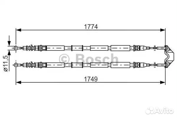 Трос ручного тормоза opel zafira 1774мм
