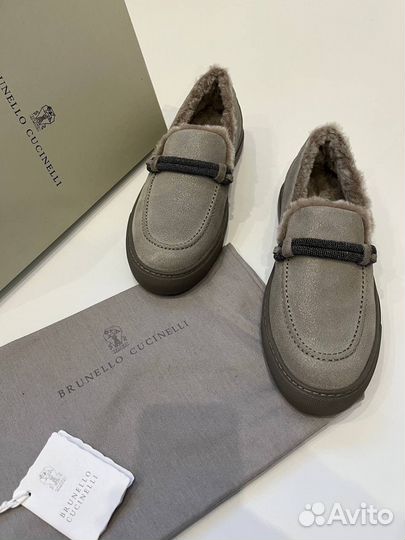 Лоферы женские с мехом Brunello Cucinelli