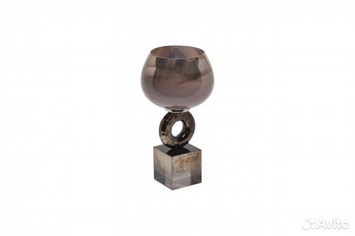 71PN-3114 Подсвечник стеклянный дымчатый d13*28см