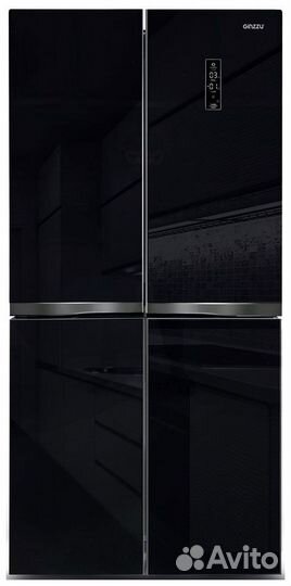 Многокамерный холодильник Ginzzu черное стекло
