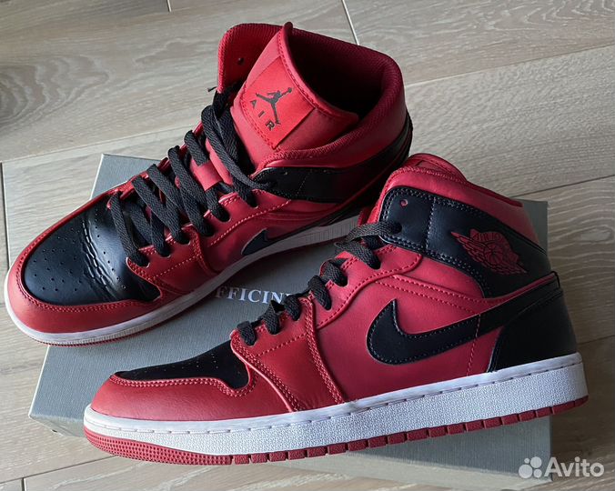 Кеды Jordan 1 Mid Reverse Bred, размер 42 Оригинал