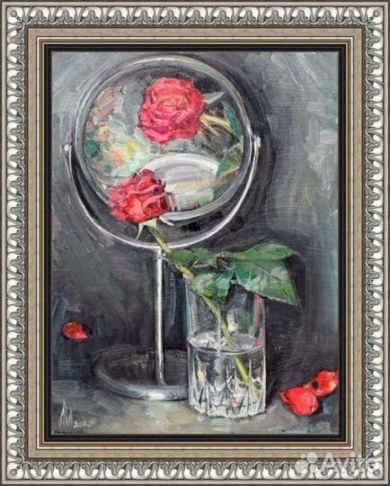 Картина маслом цветы роза