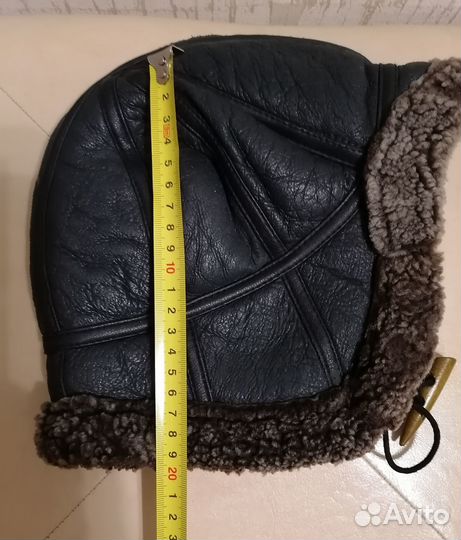 Детская шапка кожаная на меху, от 4 лет