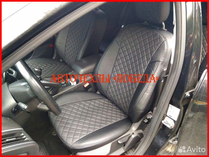 Чехлы Ford Fusion из экокожи чёрные Ромб