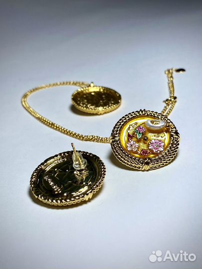 Комплект Серьги ожерелье кольцо SAD mone