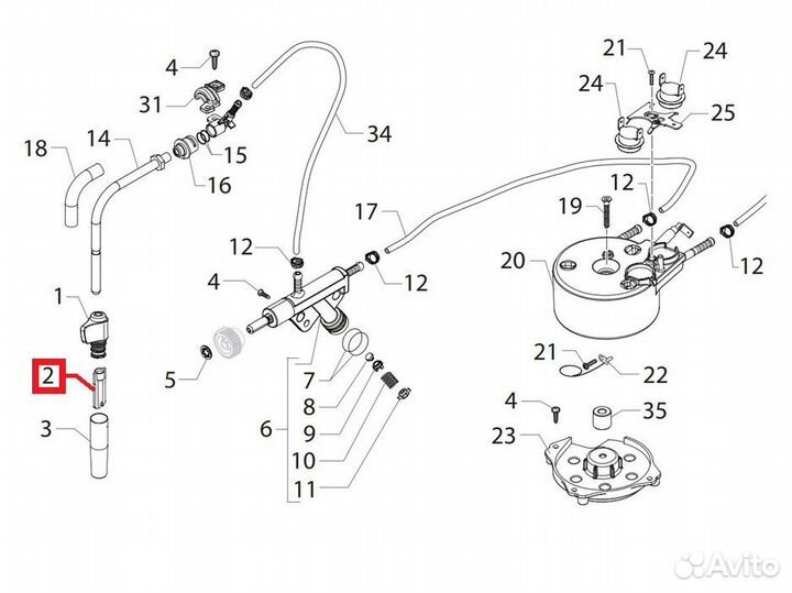 Внутренняя форсунка капучинатора кофемашин Saeco