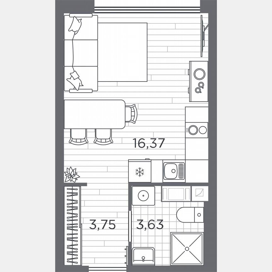 Квартира-студия, 24 м², 3/5 эт.