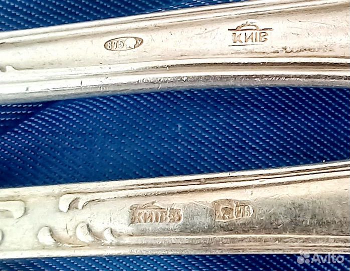 Серебряные столовые ложки, 875 и 84 (царская) проб