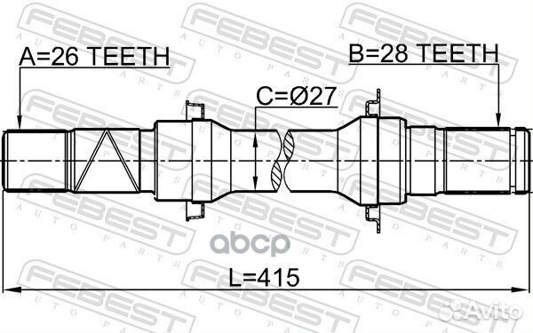 Полуось правая 26X415X28 mazda 3 BK 03- 0512BL1