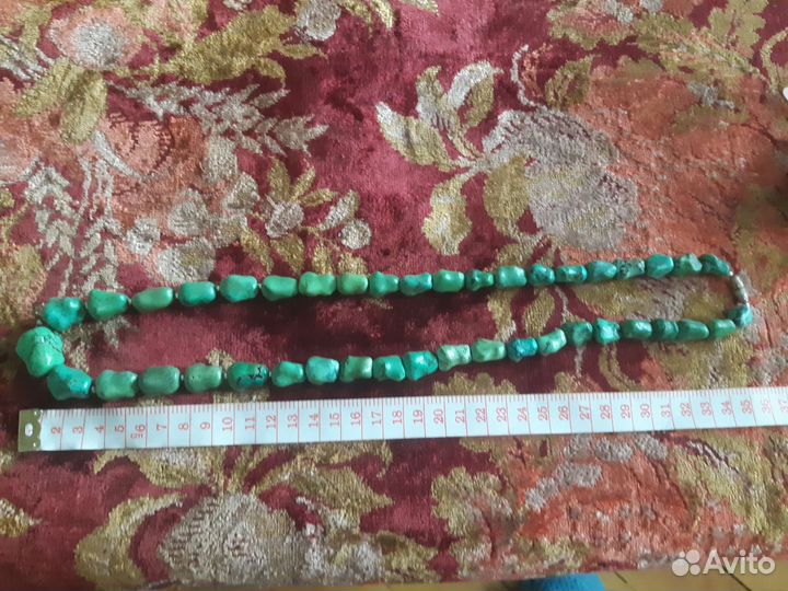 Старинные бусы натур. бирюза