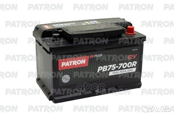 Аккумулятор patron plus 12V 75AH 700A (R+) B13