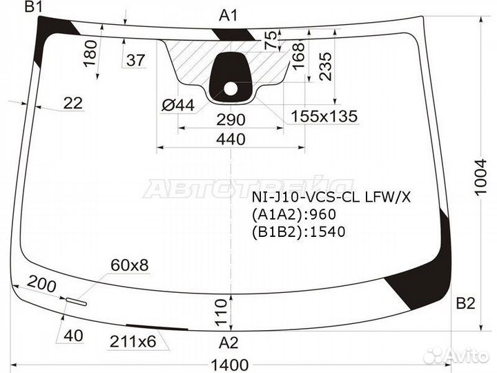 Стекло лобовое Nissan Qashqai 06-13 / Dualis 07-14 / Qashqai+2 08-14