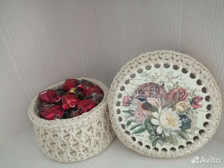 Салфетки и корзинки из джута. Ручная работа