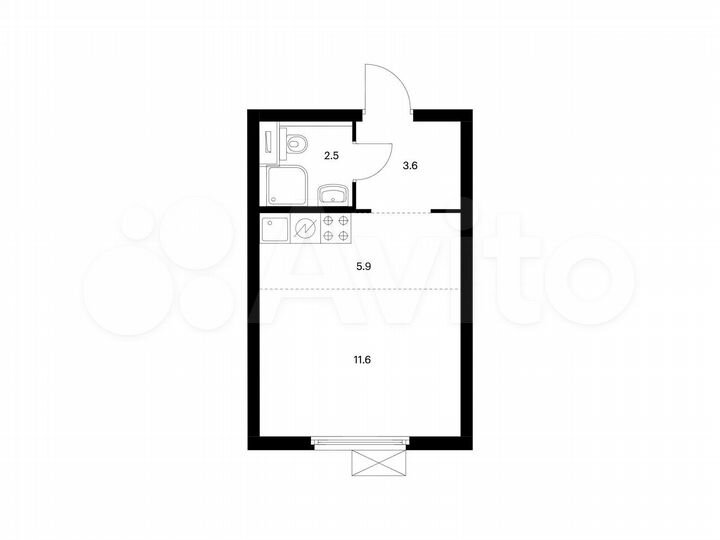Квартира-студия, 23,6 м², 12/33 эт.