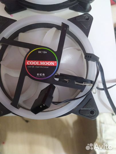 Кулер для пк coolmoon с RGB подсветкой 2 штуки