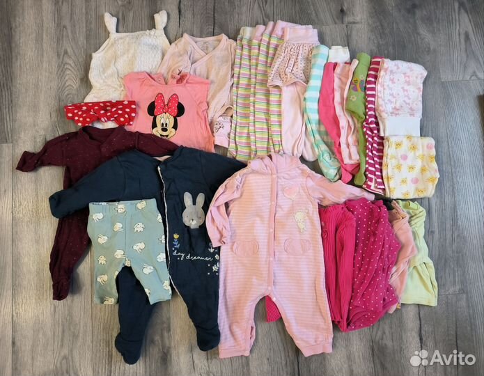 Вещи пакетом для девочки 0-6 месяцев