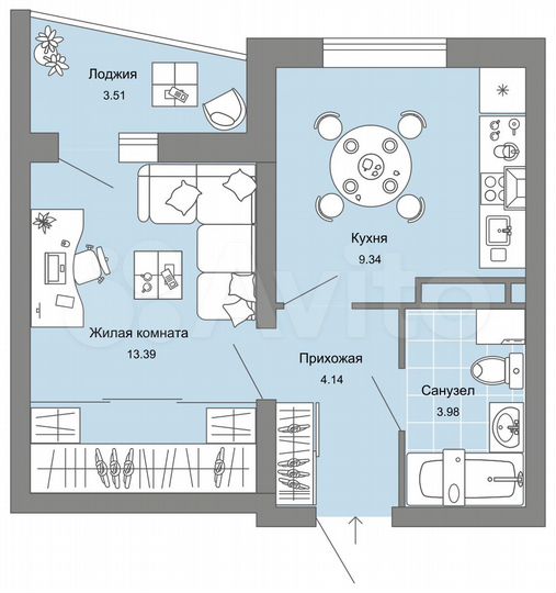 1-к. квартира, 33 м², 5/9 эт.