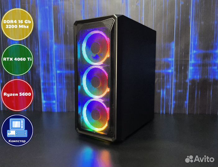 Сборка пк 4к AMD5600-RTX4060Ti-16DDR4-TUS15279-A520