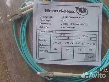 Кабель Патч-корд Brand-Rex hoplcom3030LC253