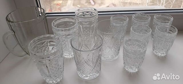 Хрустальные стаканы, пивная кружка СССР