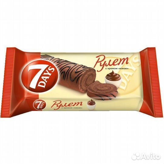 Опт - Рулет 7 Days Бисквитный с кремом Какао 300