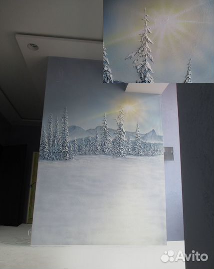 Роспись стен с барельефом