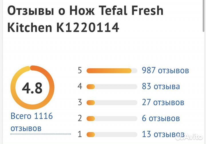 Нож Tefal Fresh Kitchen (Новый)